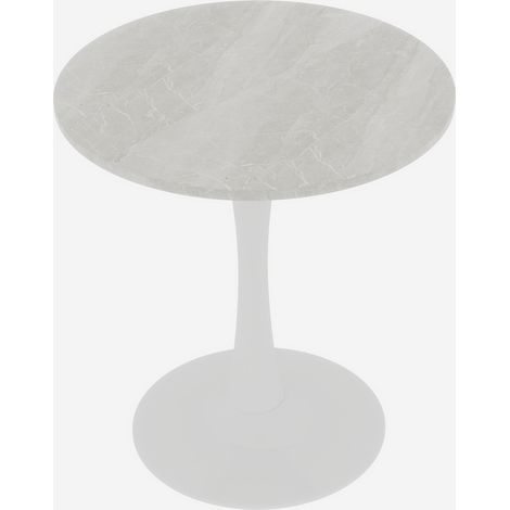 Mesa de centro redonda blanca de 70 cm con efecto mármol, estilo moderno, HOMVRA (1/5)