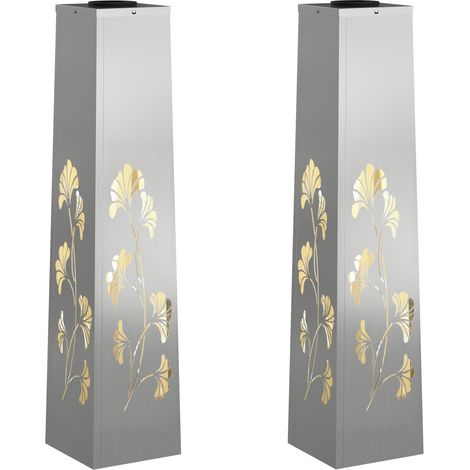 Maison Exclusive - Faro LED solare per sentieri 2 pcs Argento Acciaio zincato