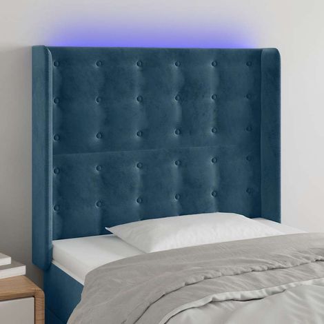 Tête de lit à LED bleu foncé en velours, hauteur réglable, 83 x 16 x 118/128 cm, 11.73kg - PANGIVO (1/5)