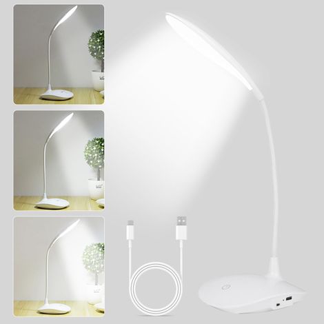Lampe de bureau, lampe de bureau avec protection oculaire, 20 LED blanches, 3 niveaux d'intensité, allumage tactile, orientation flexible à 360°, [Classe énergétique F] (1/5)