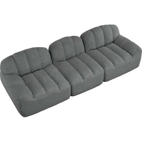 Canapé modulaire 3 places, design sans armature en mousse haute densité 32D, assise profonde, idéal pour le salon, tissu doux, gris (1/5)