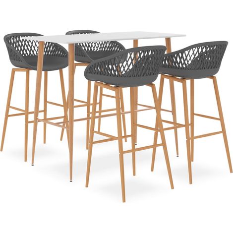 5-tlg. Bar-Set Weiß und Grau