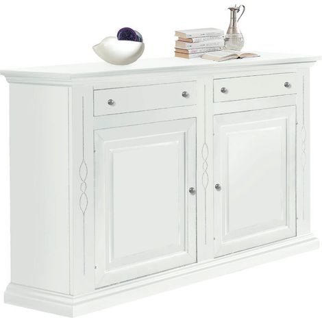 Credenzone classico 2 ante 2 cassetti  Colori Legno: Bianco Opaco