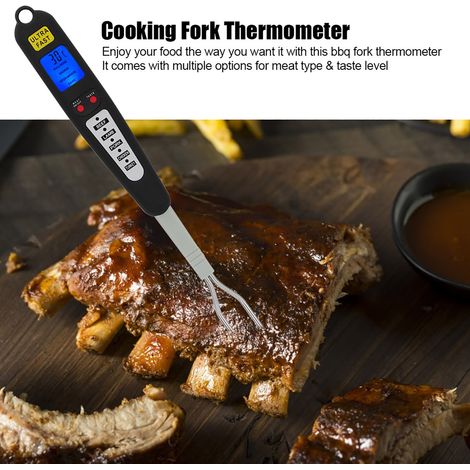 Thermomètre numérique pour viande et barbecue, fourchette de cuisson, lecture instantanée, double sonde, affichage LED (1/5)
