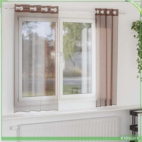 4102066 Rideaux en voile avec illets 2 pcs marron 140x175 cm (1/5)