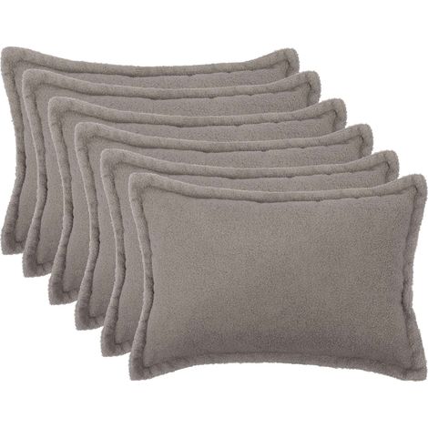 Housse de coussin 6 pcs HOUTEN Gris clair 50 x 70 cm Bouclé vidaXL