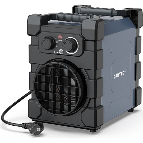 Professioneller Heizlüfter mit Schwerem Stahlgehäuse 2000 Watt Bauheizer Elektroheizer Bautrockner für Garage, Baustelle