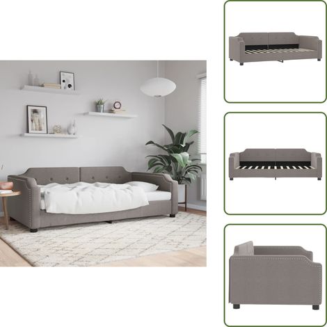 The Living Store Sofá cama sin colchón tela gris taupe 100x200 cm - Sofá cama sin colchón