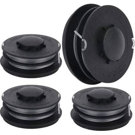 SABIR-(Noir) Lot de 4 bobines de fil compatibles avec le coupe-bordures Einhell GC-ET 4530, 10 m, 2 mm, bobines pour Einhell 3405685 (1/4)