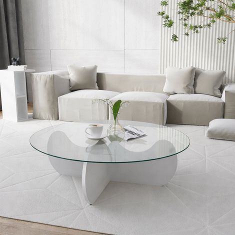 Dmora - Wohnzimmertisch Enif, Niedriger Wohnzimmertisch, Kaffeeregal, Couchtisch für Sofa, 90x90h30 cm, Weiß, mit verstärkter Verpackung (1/5)