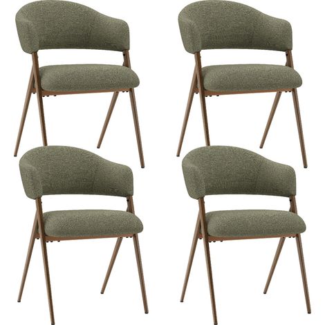 COLAMY Lot de 4 Chaises de Salle à Manger Vintage,Dossier Ergonomique,Cadre en Métal Solide et Durable,Revêtement en Tissu Vert (1/5)