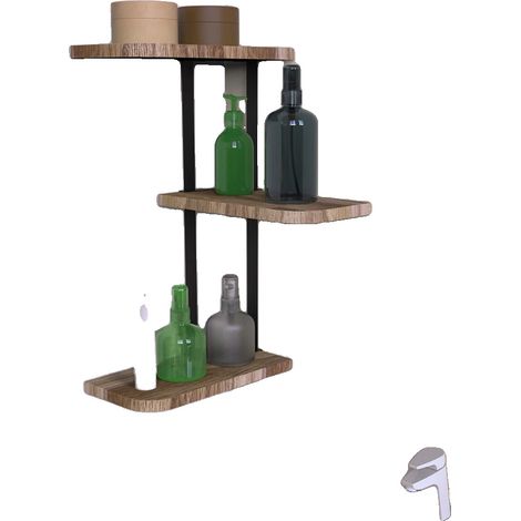 Étagère en bois, Rack de rangement à trois niveaux, Design gain de place, Beige (1/5)