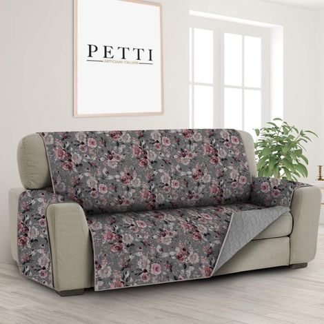 Housses de Canapé, Housse de Canapé Réversible, Housse de Fauteuil, Housse Canapé 3 Places, Protection Canapé, Fleurs Grises, 100% Made in Italy (1/5)