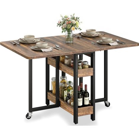 Klappbarer Esstisch 133 x 80 x 75 cm, für 4 bis 6 Personen, für kleine Räume, mit Rollen (1/5)