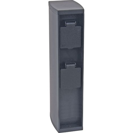 Aric – Borne 2 prises IP44 – Prises 16A précâblées avec connecteur IP68 – Aluminium anthracite pour chantiers humides
