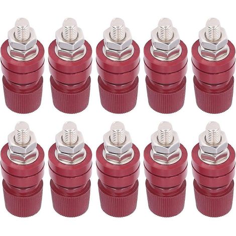 10 borniers à vis en fer M8 pour connexions d'onduleur sur appareils électroniques (rouge)