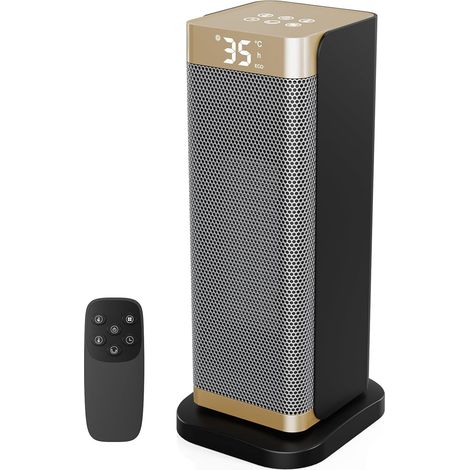Chauffage d'Appoint - 2000W PTC Chauffage Soufflant,Mode ECO,Minuterie 12H,Oscillation 70°,3 Modes,Télécommande,Protection contre Basculement/Surchauffe,Radiateur Soufflant Faible Bruit,Portable
