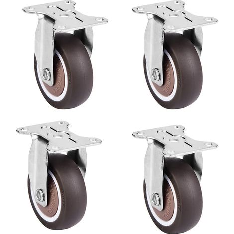 Roulette fixe 4pcs, roulettes industrielles en caoutchouc avec roulettes en caoutchouc silencieuses de 2 pouces, rouleaux de meubles, roulettes en caoutchouc pour caddies mobiles étagères à vaisselle (1/5)