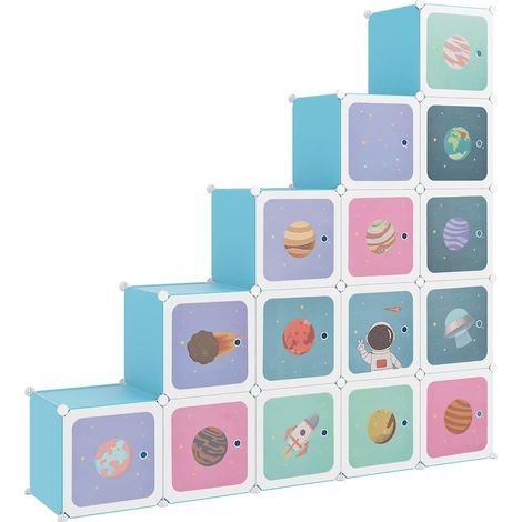Armoire de rangement pour enfants avec 15 cubes Bleu PP (1/5)