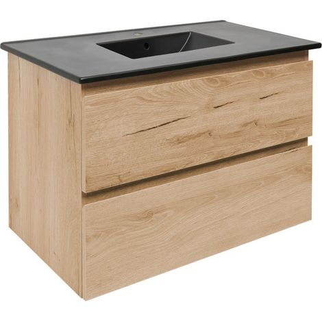 Ensemble meuble avec vasque SAT - B-Way - 2 tiroirs 79x50x45 - chêne mat - Chêne