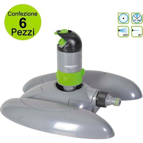 Multipack da 6 pz irrigatore da giardino circolare a turbina 360° o settore verdemax