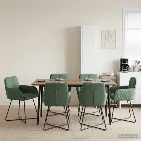 Lot de 6 chaises de salle à manger en velours vert mer avec accoudoirs, 59 x 56,5 x 86 cm - PANGIVO (1/5)