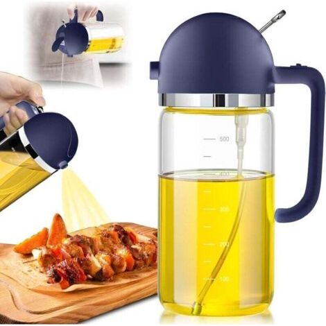 Pluvérisateur d'Huile 2 en 1, Vaporisateur d'olive Bouteille, Spray Huile Cuisine Verre, Distributeur Olive et de Vinaigre avec échelle, Qualité Alimentaire Vaporisateur d'huile
