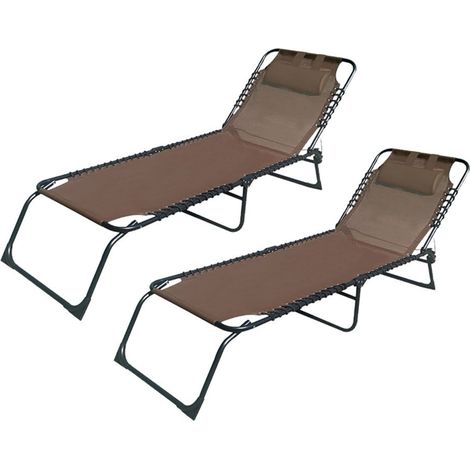 Marbueno Pack de 2 Tumbona Plegable Acero Cojin Jardin y Piscina