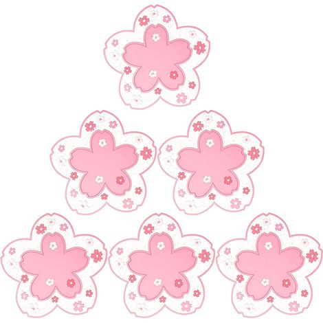 Dessous de Antidérapants Lavable sous en Forme Fleur Verres Fleurs Cerisier Lavables 6pcs Silicone Verre Rose (1/5)
