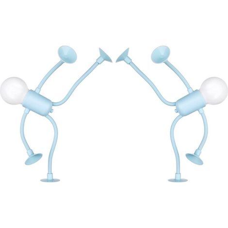 Lot de 2 veilleuses amusantes à forme changeante, mini veilleuses en forme d'ampoule, lampe de bureau pliable à ventouse, décorations de décompression, veilleuses à faire soi-même (bleu) (1/5)