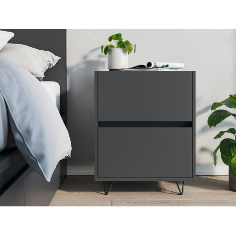 Nachttisch Yako 50cm 2 SoftClose-Einzüge stehend Grafit Softtouch (1/5)
