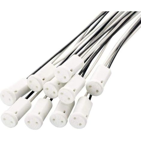 Lot de 20 douilles G4 en céramique 10cm – 12V pour ampoules halogènes et LED – Fils de cuivre pour connexion durable
