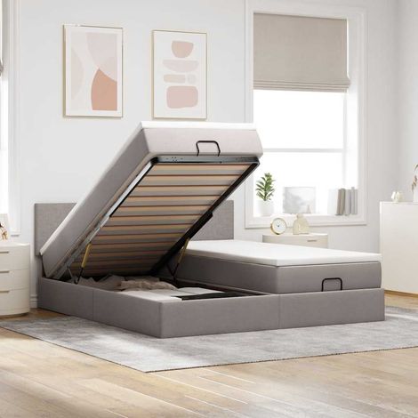 Ottoman-Bett mit Matratzen Taupe 180x200 cm Stoff (1/5)