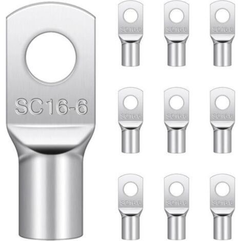 20 Pièces Cosses Tubulaires 16mm² M6,Cosses Electriques Ronde à Œillet en Cuivre Étamé Cosse à Sertir 16mm², Cosses Annulaires 16mm²