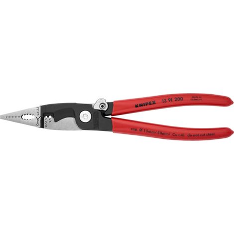 KNIPEX 13 91 200 Elektro-Installationszange mit Kunststoff überzogen schwarz atramentiert 200 mm (1/4)