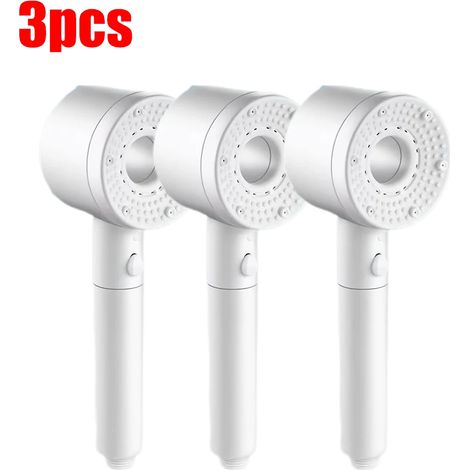 (Lot de 3 blancs) Pommeau de douche réglable 5 jets, grand débit, filtre, mitigeur haute pression pour économies d'eau, accessoires de salle de bain (1/5)