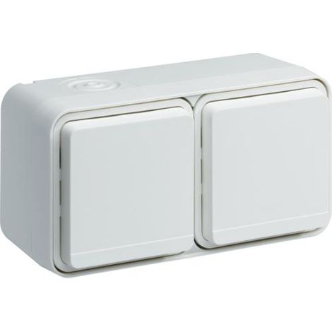 prise de courant 2p+t double horizontale 16a hager cubyko complète saillie blanche (1/5)