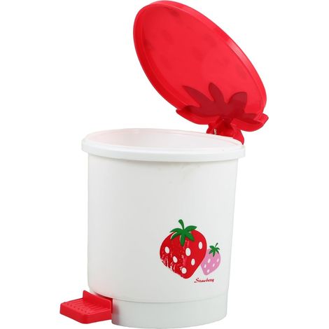Strawberry Rubbish Bin Plastic Waste Bin Cute Trash Can for Desk Table Waste Bin Cartoon Waste Bin Mini Rubbish Bin for Office Mini Waste Bin Plastic Red (1/5)