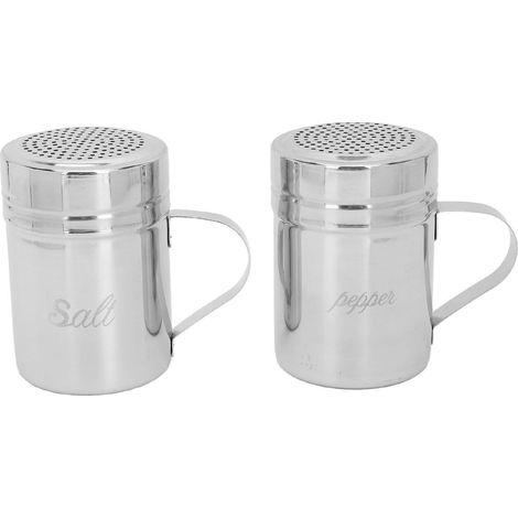 2er-Set Edelstahl-Streuer mit Deckel und Griff, Salz-, Zucker- und Pfefferstreuer zum Kochen und Backen (1/5)