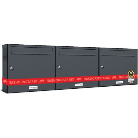 3er Briefkasten Anthrazit Anlage 3 Fach Wandbriefkasten Postkasten (1/5)