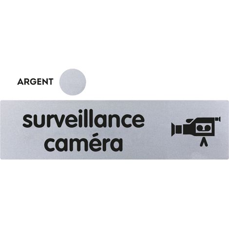 Plaque de porte Surveillance caméra - Classique argent 170x45mm - 4321202