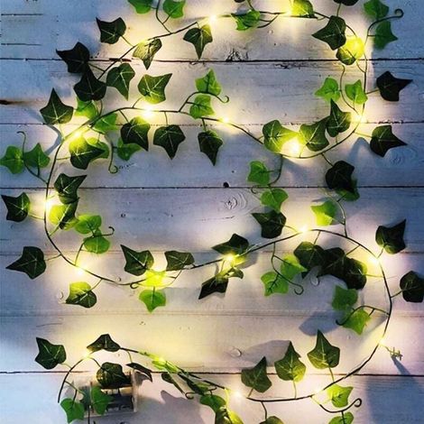 1 PCS 5M Leaf String Lights, Artificial Plants with 50 LEDs and Green Leaf, LED Vine Lights String for Garden, Yard, Home, Patio, Wedding Party Decoration (1/5)