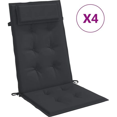Coussins de chaise à dossier haut lot de 4，Coussins d'extérieur noir tissu oxford CFW528773 (1/5)