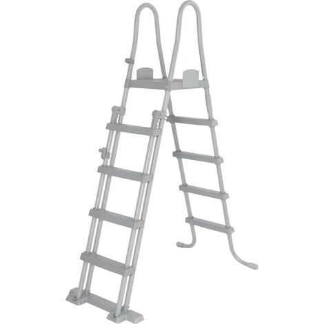 Bestway – Échelle de piscine de sécurité 4 marches – Acier robuste – Capacité 150 kg – Marches antidérapantes ajustables – Pour piscines hors sol