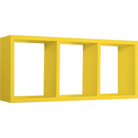 Estante rectangular de pared 3 compartimentos mod. Tristano Amarillo (1/4)