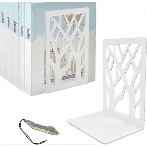 1 paire de serre-livres blancs pour étagères, antidérapants et antirouille, design unique SZRH (1/4)