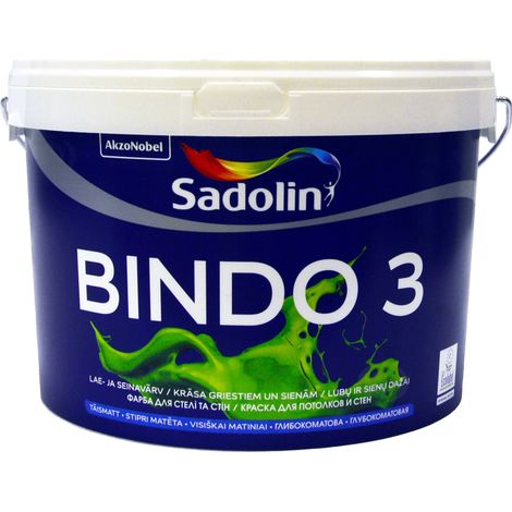 Pittura al lattice opaca profonda Sadolin Bindo 3 per pareti e soffitti, bianca, BW, 2,5 l (5078159)