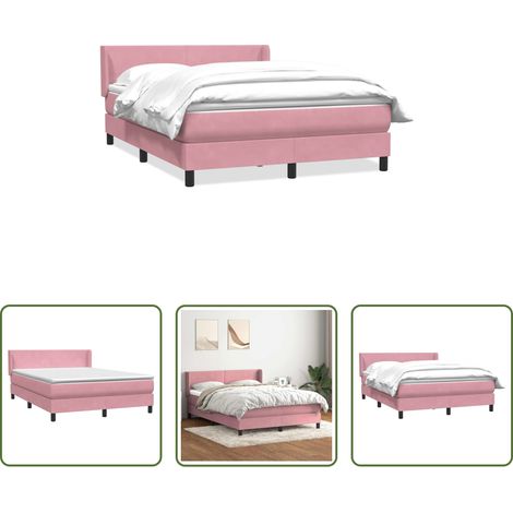 Matratze - Boxspringbett mit Matratze Rosa 140x220 cm Samt (1/5)