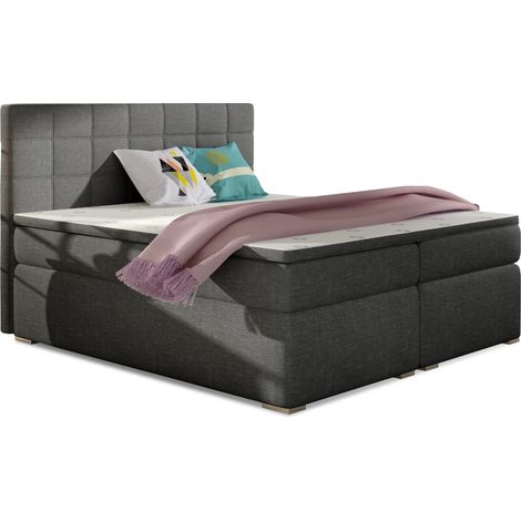 Lit chambre d'hôtel avec matelas tissu gris Alko-160x200 (1/5)
