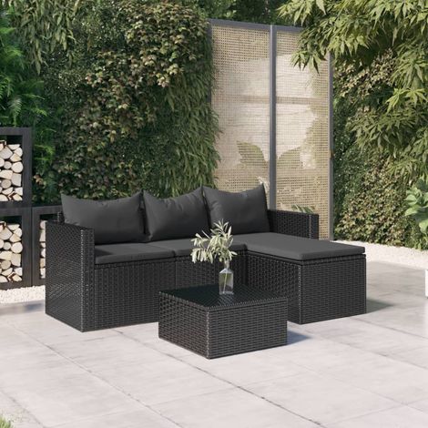 Salon de jardin, Ensemble table et chaises de jardin, Meuble de jardin Noir Résine tressée MKW976043 (1/5)